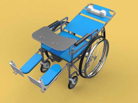 MULTIFUNCTION WHEELCHAIR COMMODE CLOSET TOILET RECLINING FOLDING Modello 3D