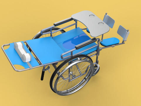 MULTIFUNCTION WHEELCHAIR COMMODE CLOSET TOILET RECLINING FOLDING Modello 3D