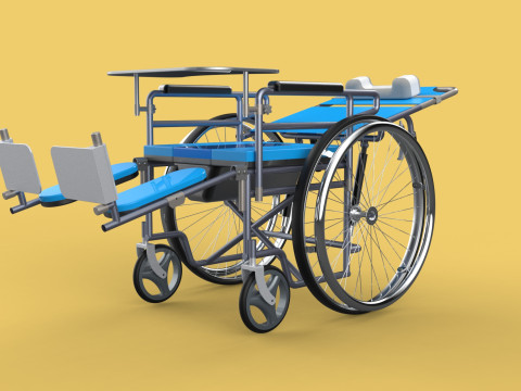 MULTIFUNCTION WHEELCHAIR COMMODE CLOSET TOILET RECLINING FOLDING Modello 3D