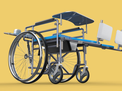 MULTIFUNCTION WHEELCHAIR COMMODE CLOSET TOILET RECLINING FOLDING Modello 3D