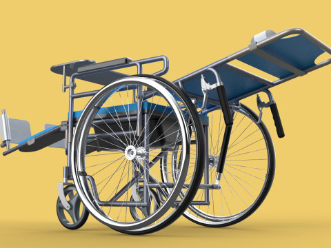 MULTIFUNCTION WHEELCHAIR COMMODE CLOSET TOILET RECLINING FOLDING Modello 3D