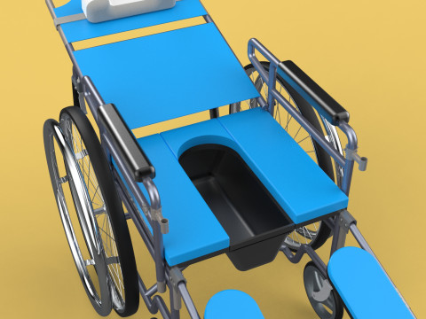 MULTIFUNCTION WHEELCHAIR COMMODE CLOSET TOILET RECLINING FOLDING Modello 3D
