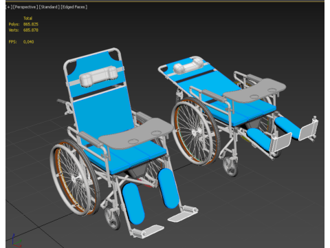 MULTIFUNCTION WHEELCHAIR COMMODE CLOSET TOILET RECLINING FOLDING Modello 3D