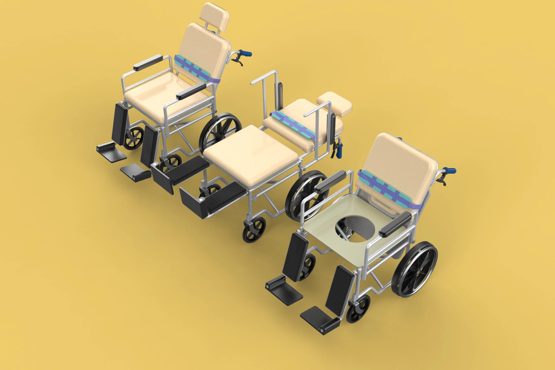 MULTIPURPOSE WHEELCHAIR COMMODE CLOSET TOILET RECLINE FOLDABLE 3D Model .c4d .max .obj .3ds .fbx .stl .blend 