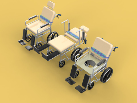 MULTIPURPOSE WHEELCHAIR COMMODE CLOSET TOILET RECLINE FOLDABLE 3Dモデル