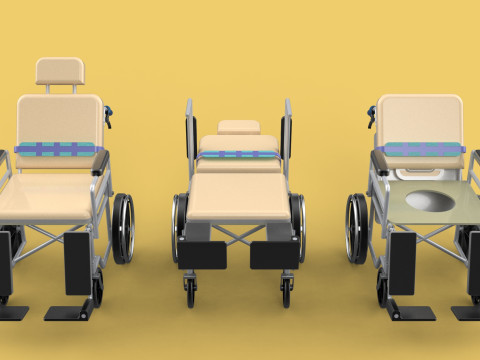MULTIPURPOSE WHEELCHAIR COMMODE CLOSET TOILET RECLINE FOLDABLE 3Dモデル