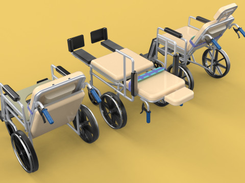 MULTIPURPOSE WHEELCHAIR COMMODE CLOSET TOILET RECLINE FOLDABLE 3Dモデル