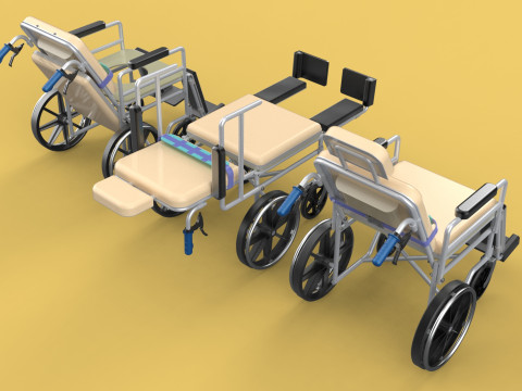 MULTIPURPOSE WHEELCHAIR COMMODE CLOSET TOILET RECLINE FOLDABLE 3Dモデル