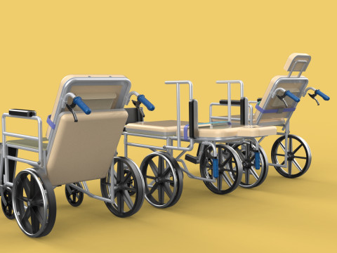 MULTIPURPOSE WHEELCHAIR COMMODE CLOSET TOILET RECLINE FOLDABLE 3Dモデル