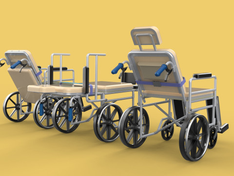 MULTIPURPOSE WHEELCHAIR COMMODE CLOSET TOILET RECLINE FOLDABLE 3Dモデル