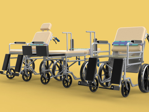 MULTIPURPOSE WHEELCHAIR COMMODE CLOSET TOILET RECLINE FOLDABLE 3Dモデル