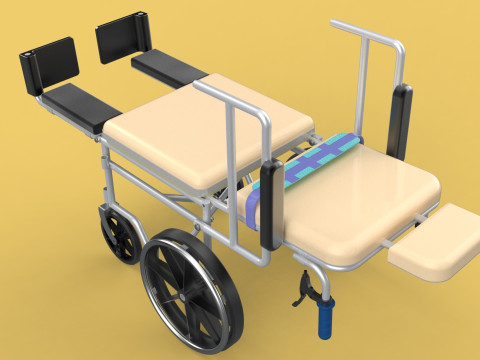 MULTIPURPOSE WHEELCHAIR COMMODE CLOSET TOILET RECLINE FOLDABLE 3Dモデル