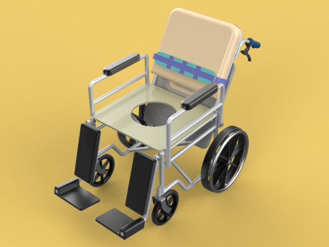 MULTIPURPOSE WHEELCHAIR COMMODE CLOSET TOILET RECLINE FOLDABLE 3Dモデル