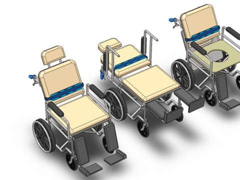 MULTIPURPOSE WHEELCHAIR COMMODE CLOSET TOILET RECLINE FOLDABLE 3Dモデル