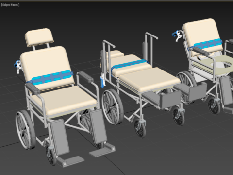 MULTIPURPOSE WHEELCHAIR COMMODE CLOSET TOILET RECLINE FOLDABLE 3Dモデル