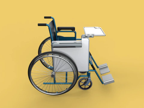 WHEELCHAIR SEAT LAP TRAY TABLE CUP HOLDER FOLDING RETRACTABLE 3D Model
