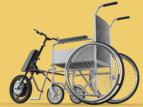 POWER ASSIST ELECTRIC MOTOR ATTACHMENT HANDCYCLE BIKE WHEELCHAIR 3D Model