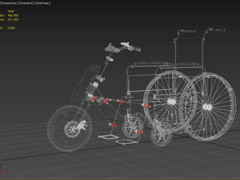 POWER ASSIST ELECTRIC MOTOR ATTACHMENT HANDCYCLE BIKE WHEELCHAIR 3D Model