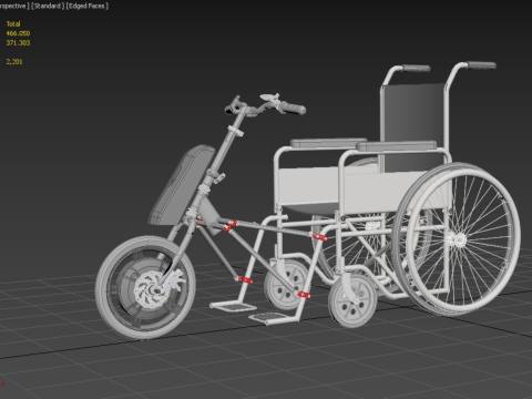 POWER ASSIST ELECTRIC MOTOR ATTACHMENT HANDCYCLE BIKE WHEELCHAIR 3D Model
