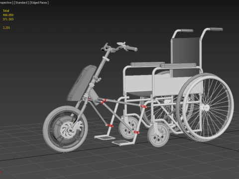 POWER ASSIST ELECTRIC MOTOR ATTACHMENT HANDCYCLE BIKE WHEELCHAIR 3D Model