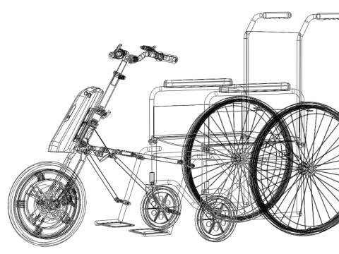 POWER ASSIST ELECTRIC MOTOR ATTACHMENT HANDCYCLE BIKE WHEELCHAIR 3D Model