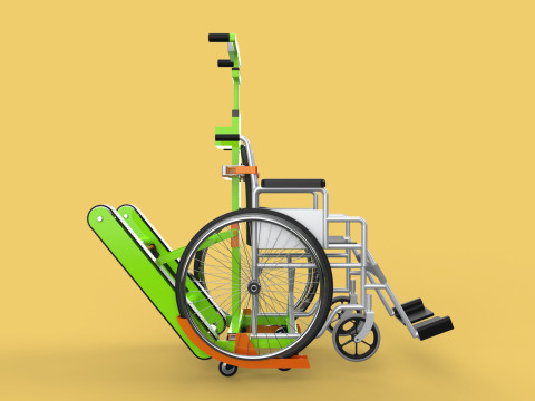 ELECTRIC STAIR CLIMBER ASSIST WHEELCHAIR CRAWLER LIFTS TROLLEY Model 3D
