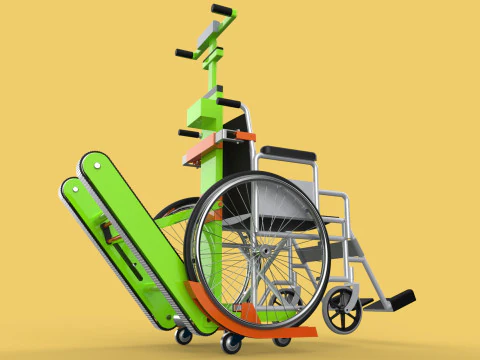 ELECTRIC STAIR CLIMBER ASSIST WHEELCHAIR CRAWLER LIFTS TROLLEY 3D Model