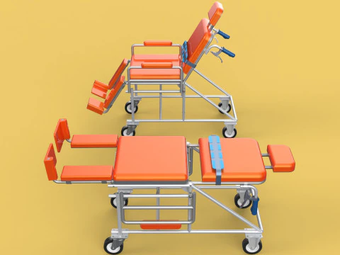 WHEELCHAIR MEDICAL AMBULANCE STRETCHER TROLLEY FOLDING BED CHAIR 3D Model