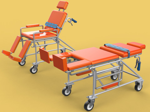 WHEELCHAIR MEDICAL AMBULANCE STRETCHER TROLLEY FOLDING BED CHAIR Modèle 3D