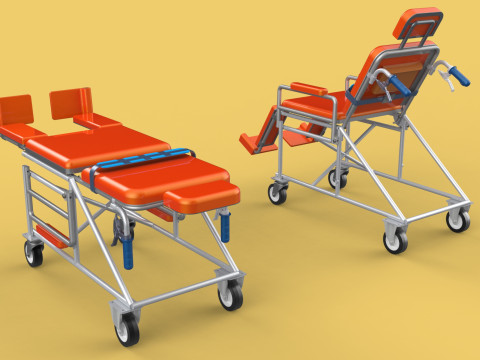 WHEELCHAIR MEDICAL AMBULANCE STRETCHER TROLLEY FOLDING BED CHAIR Modèle 3D