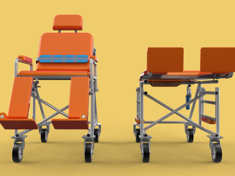 WHEELCHAIR MEDICAL AMBULANCE STRETCHER TROLLEY FOLDING BED CHAIR Modèle 3D
