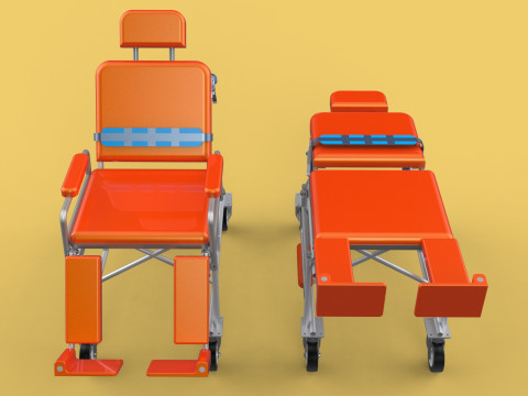 WHEELCHAIR MEDICAL AMBULANCE STRETCHER TROLLEY FOLDING BED CHAIR Modèle 3D