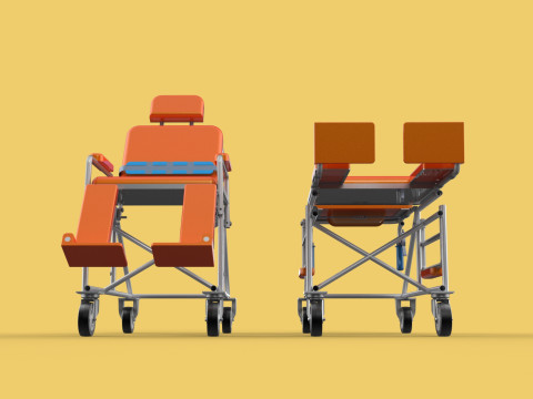 WHEELCHAIR MEDICAL AMBULANCE STRETCHER TROLLEY FOLDING BED CHAIR Modèle 3D