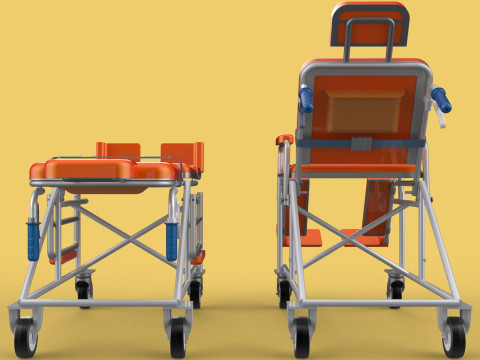 WHEELCHAIR MEDICAL AMBULANCE STRETCHER TROLLEY FOLDING BED CHAIR Modèle 3D