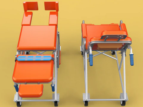 WHEELCHAIR MEDICAL AMBULANCE STRETCHER TROLLEY FOLDING BED CHAIR 3D Model