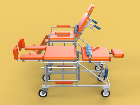WHEELCHAIR MEDICAL AMBULANCE STRETCHER TROLLEY FOLDING BED CHAIR Modèle 3D