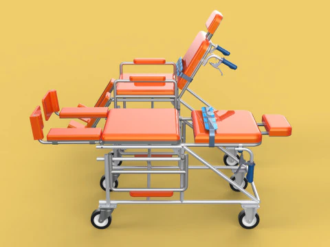 WHEELCHAIR MEDICAL AMBULANCE STRETCHER TROLLEY FOLDING BED CHAIR 3D Model