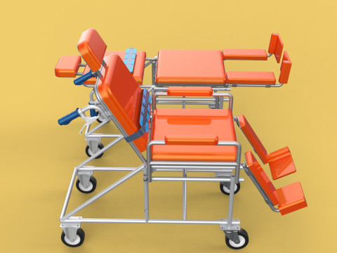 WHEELCHAIR MEDICAL AMBULANCE STRETCHER TROLLEY FOLDING BED CHAIR Modèle 3D