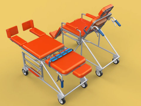 WHEELCHAIR MEDICAL AMBULANCE STRETCHER TROLLEY FOLDING BED CHAIR 3D Model