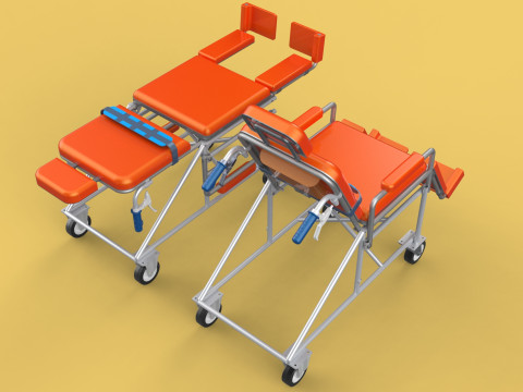 WHEELCHAIR MEDICAL AMBULANCE STRETCHER TROLLEY FOLDING BED CHAIR Modèle 3D