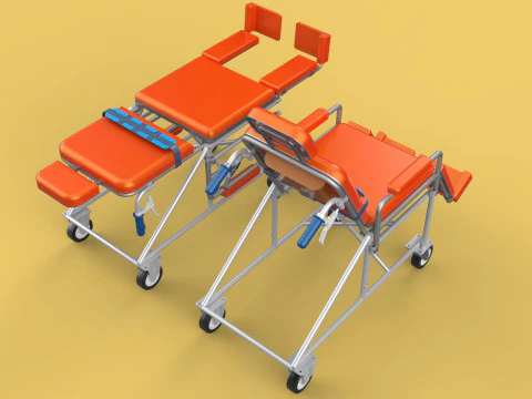 WHEELCHAIR MEDICAL AMBULANCE STRETCHER TROLLEY FOLDING BED CHAIR 3D Model