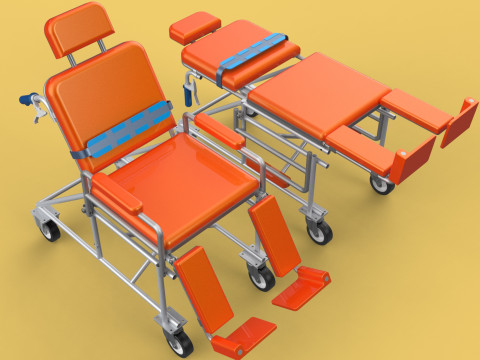 WHEELCHAIR MEDICAL AMBULANCE STRETCHER TROLLEY FOLDING BED CHAIR Modèle 3D