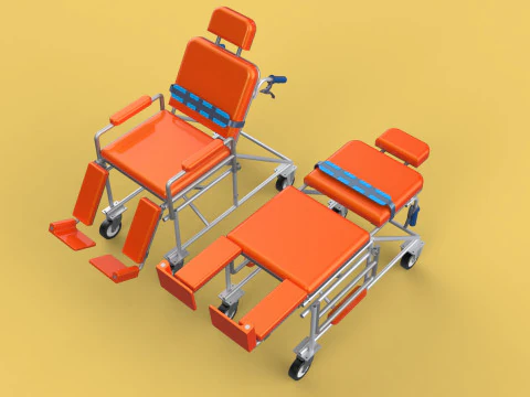 WHEELCHAIR MEDICAL AMBULANCE STRETCHER TROLLEY FOLDING BED CHAIR 3D Model
