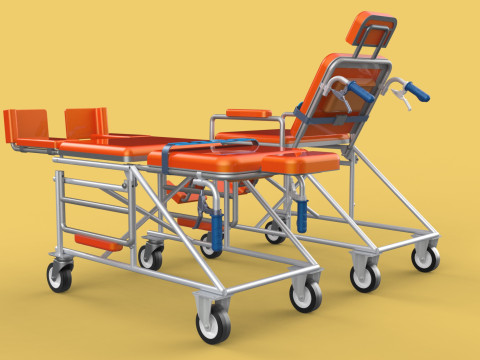 WHEELCHAIR MEDICAL AMBULANCE STRETCHER TROLLEY FOLDING BED CHAIR Modèle 3D