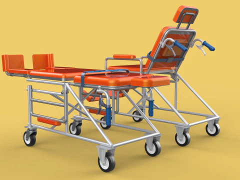 WHEELCHAIR MEDICAL AMBULANCE STRETCHER TROLLEY FOLDING BED CHAIR 3D Model