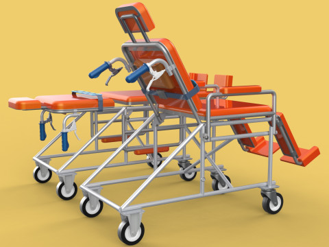 WHEELCHAIR MEDICAL AMBULANCE STRETCHER TROLLEY FOLDING BED CHAIR Modèle 3D