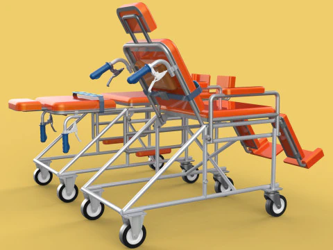 WHEELCHAIR MEDICAL AMBULANCE STRETCHER TROLLEY FOLDING BED CHAIR 3D Model