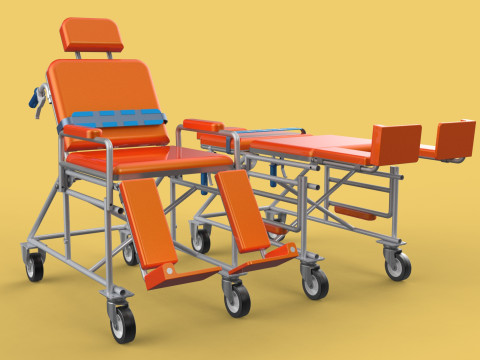 WHEELCHAIR MEDICAL AMBULANCE STRETCHER TROLLEY FOLDING BED CHAIR Modèle 3D