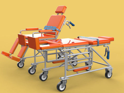 WHEELCHAIR MEDICAL AMBULANCE STRETCHER TROLLEY FOLDING BED CHAIR Modèle 3D