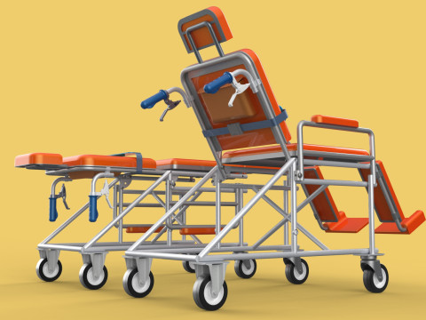 WHEELCHAIR MEDICAL AMBULANCE STRETCHER TROLLEY FOLDING BED CHAIR Modèle 3D